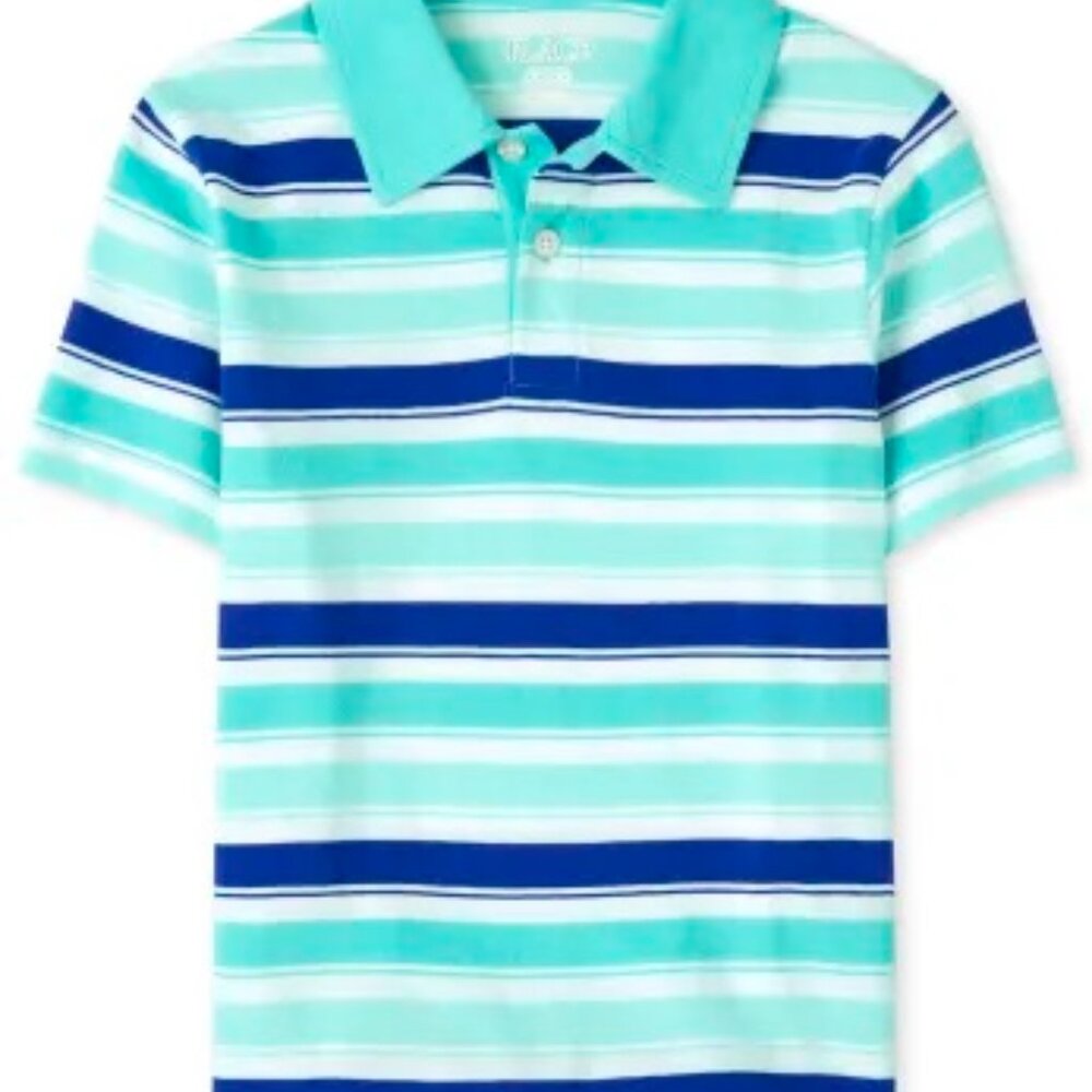 2/$25! Gently Used The Children's Place Boys L 10/12 Blue Stripe Polo Shirt